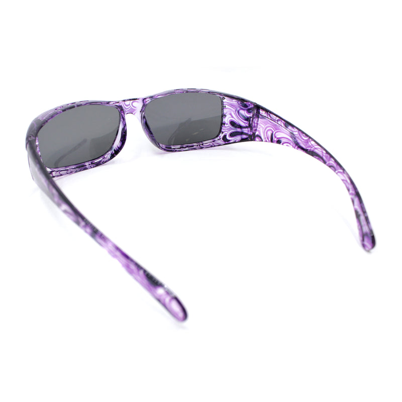 Polarized Womens Rhinestone 62mm Rectangle Fit Over Sunglasses Over Glasses