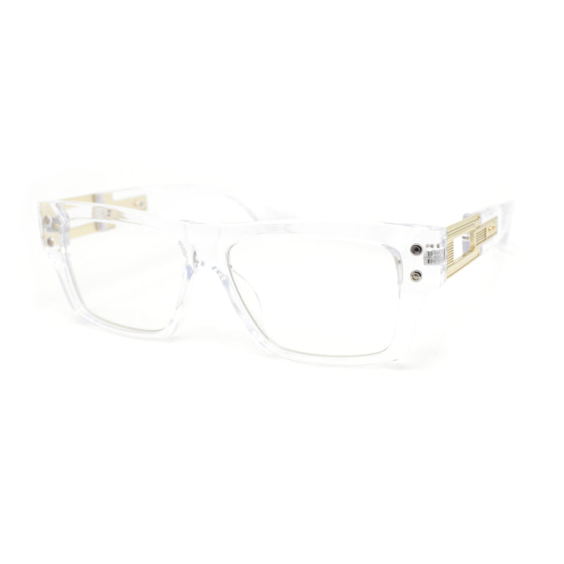 Luxury Narrow Rectangle Designer Style Horn Rim Clear Lens Fashion Glasses