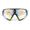 Mens Paint Splatter Oversize Shield Curved Wrap Color Mirror Sport Sunglasses