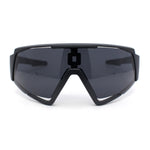 Mens Paint Splatter Oversize Shield Curved Wrap Color Mirror Sport Sunglasses