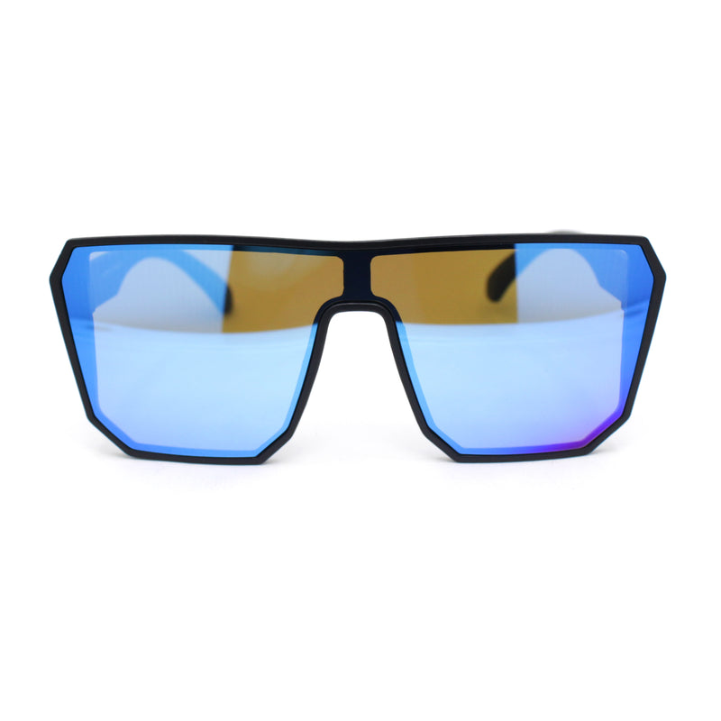 90s Large Geometric Rectangular Inset Lens Shield Fashion Sunglasses