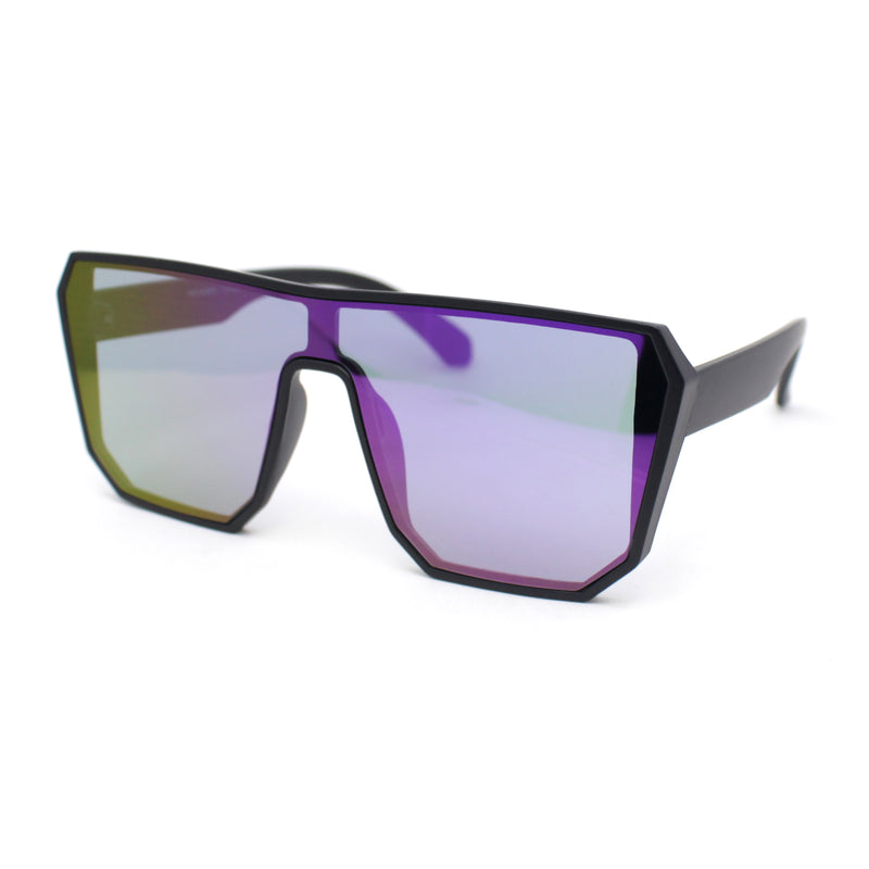 90s Large Geometric Rectangular Inset Lens Shield Fashion Sunglasses