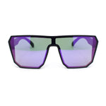 90s Large Geometric Rectangular Inset Lens Shield Fashion Sunglasses