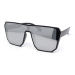 90s Large Geometric Rectangular Inset Lens Shield Fashion Sunglasses