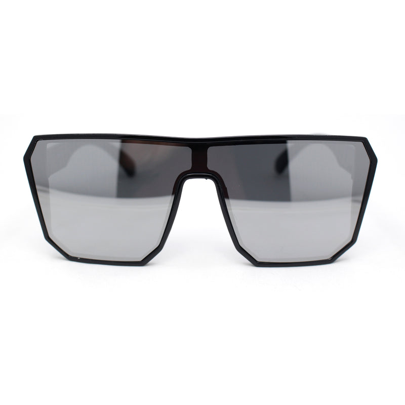 90s Large Geometric Rectangular Inset Lens Shield Fashion Sunglasses