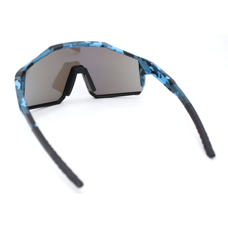 Manly Modern Camouflage Print Oversize Shield Wrap Plastic Sunglasses