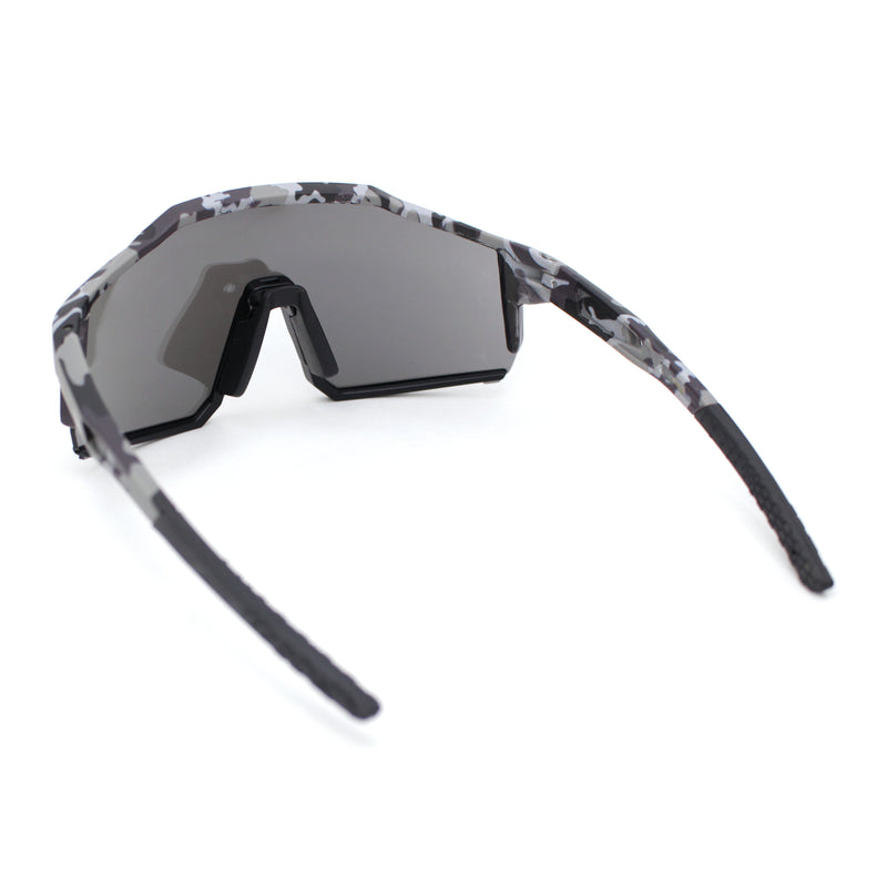 Manly Modern Camouflage Print Oversize Shield Wrap Plastic Sunglasses