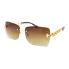 Mens Rimless Luxury Metal Jewel Chain Link Arm Fashion Sunglasses