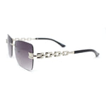 Mens Rimless Luxury Metal Jewel Chain Link Arm Fashion Sunglasses