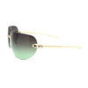 Rimless Oversized Curved Oceanic Lens Leopard Jewel Arm Sunglasses