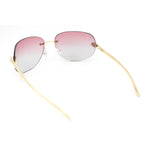 Rimless Oversized Curved Oceanic Lens Leopard Jewel Arm Sunglasses