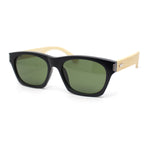 Bamboo Arm Retro Hipster Horn Rim Gentlemans Sunglasses