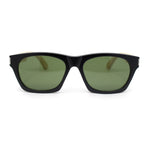 Bamboo Arm Retro Hipster Horn Rim Gentlemans Sunglasses