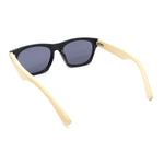 Bamboo Arm Retro Hipster Horn Rim Gentlemans Sunglasses