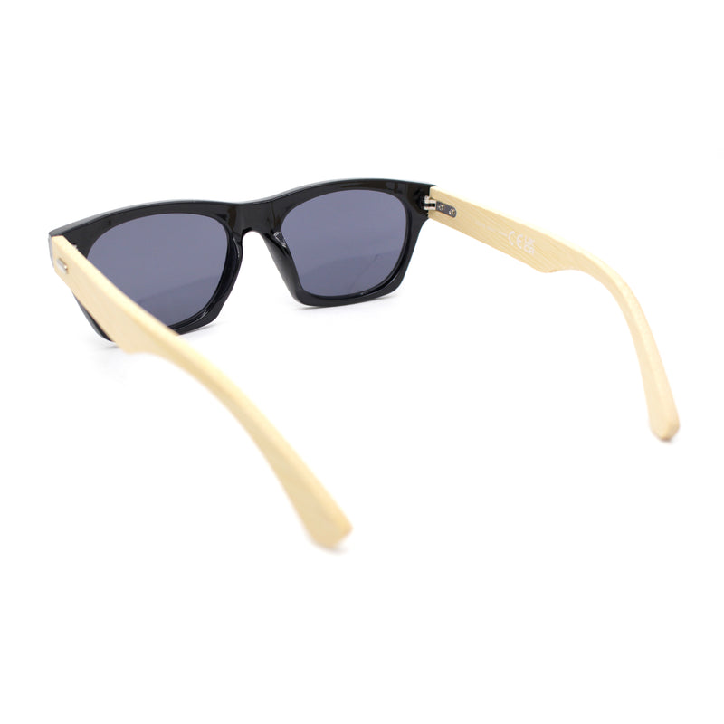 Bamboo Arm Retro Hipster Horn Rim Gentlemans Sunglasses