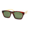 Bamboo Arm Retro Hipster Horn Rim Gentlemans Sunglasses