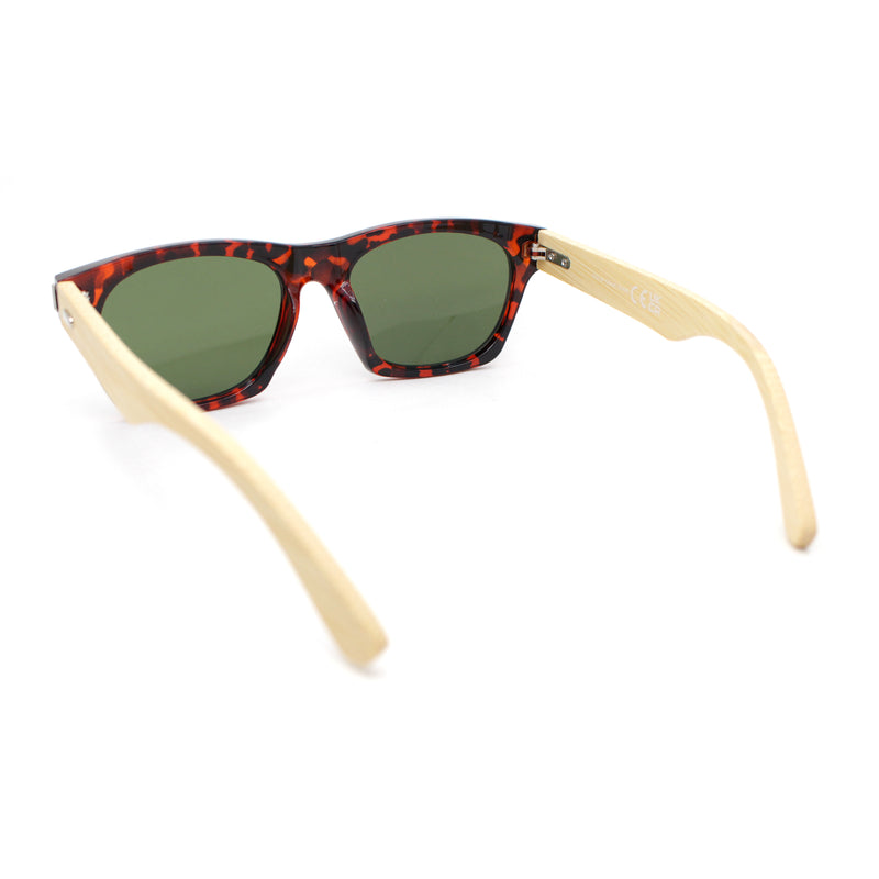 Bamboo Arm Retro Hipster Horn Rim Gentlemans Sunglasses