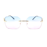 Unique Cougar Jewel Hinge Rimless Rectangle Pimp Sunglasses