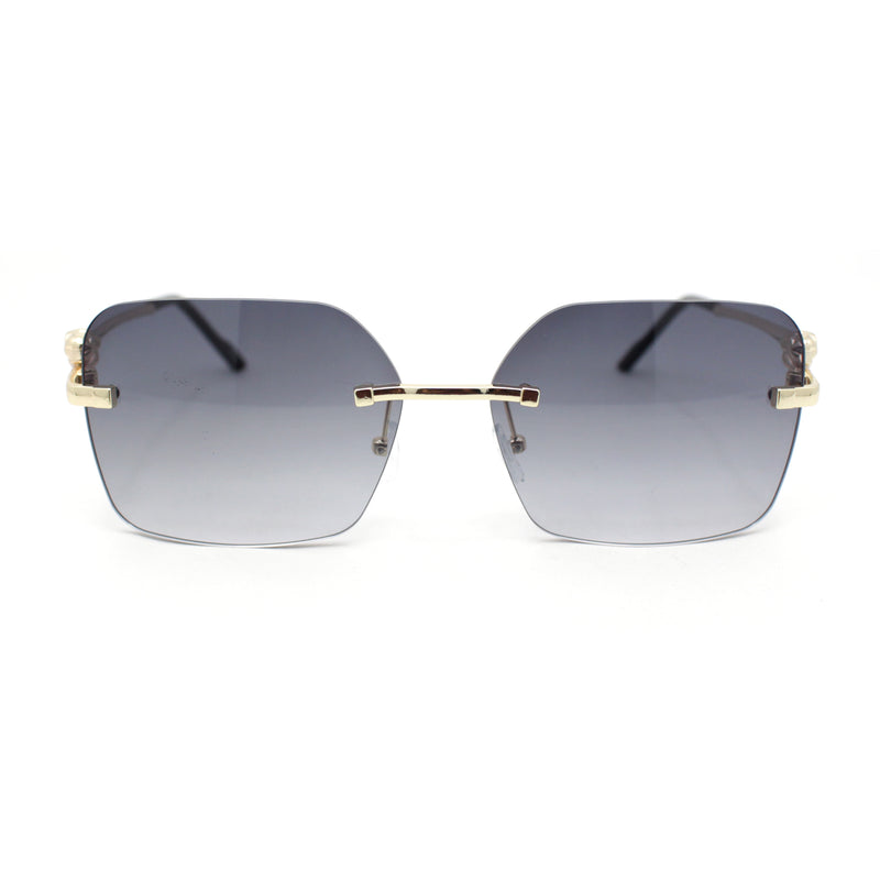 Unique Cougar Jewel Hinge Rimless Rectangle Pimp Sunglasses