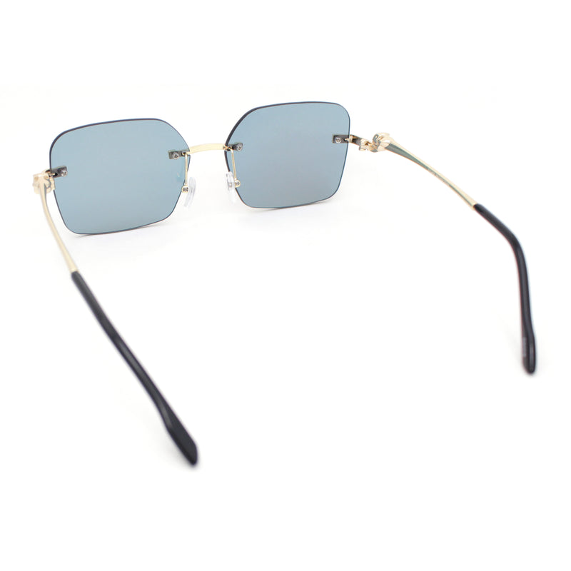 Unique Cougar Jewel Hinge Rimless Rectangle Pimp Sunglasses