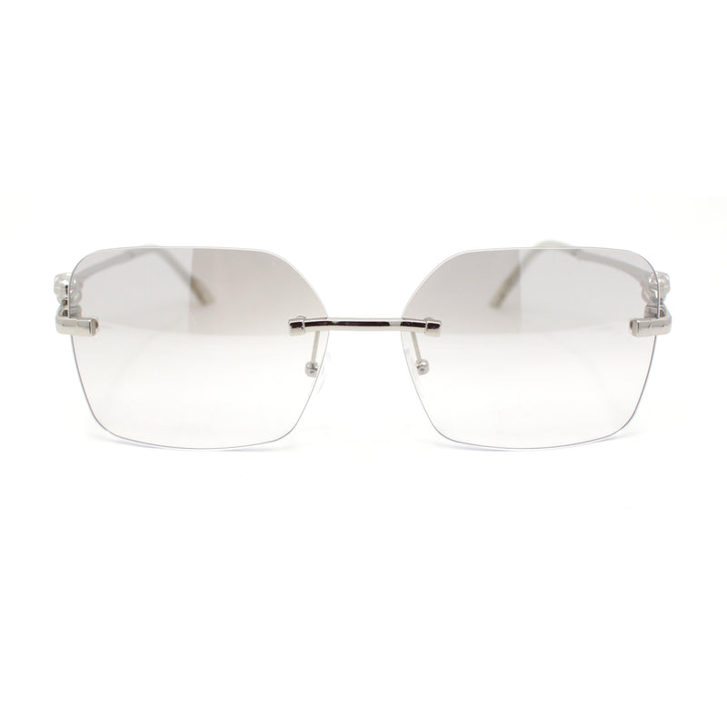 Unique Cougar Jewel Hinge Rimless Rectangle Pimp Sunglasses