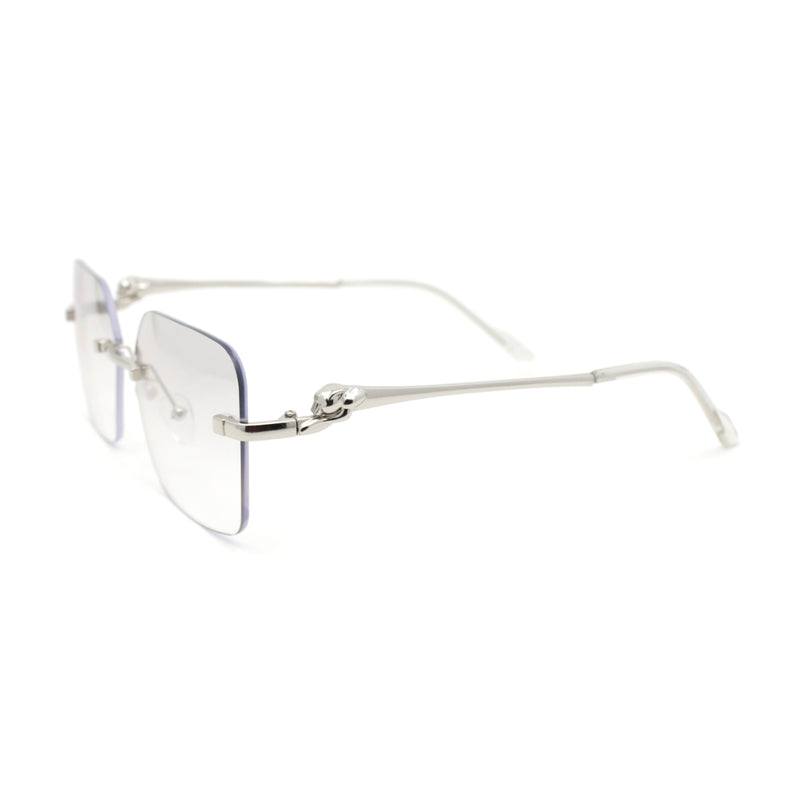 Unique Cougar Jewel Hinge Rimless Rectangle Pimp Sunglasses