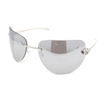 Diva Leopard Jewel Hinge Rimless Curved Wrap Lens Sunglasses