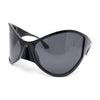 Polarized Exaggerated XXL Wrap Curved Mask Style Plastic Sunglasses
