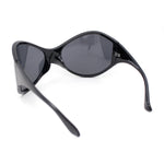 Polarized Exaggerated XXL Wrap Curved Mask Style Plastic Sunglasses
