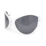 Polarized Exaggerated XXL Wrap Curved Mask Style Plastic Sunglasses