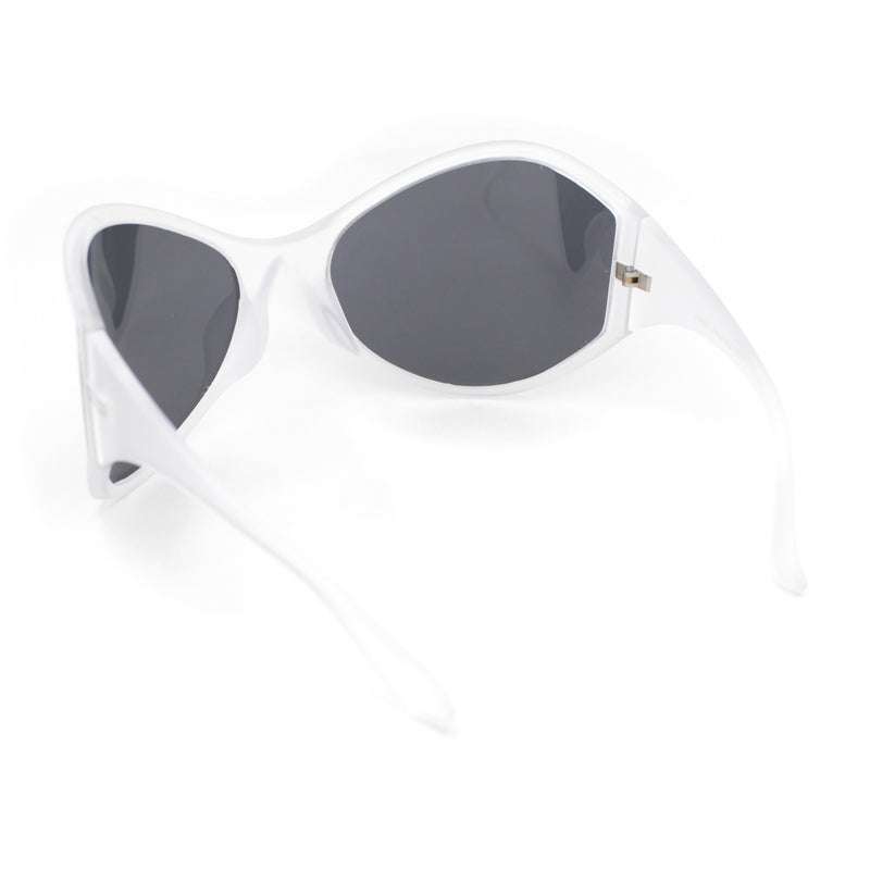 Polarized Exaggerated XXL Wrap Curved Mask Style Plastic Sunglasses