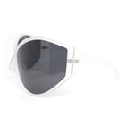 Polarized Exaggerated XXL Wrap Curved Mask Style Plastic Sunglasses