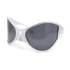 Polarized Exaggerated XXL Wrap Curved Mask Style Plastic Sunglasses