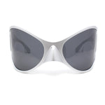 Polarized Exaggerated XXL Wrap Curved Mask Style Plastic Sunglasses