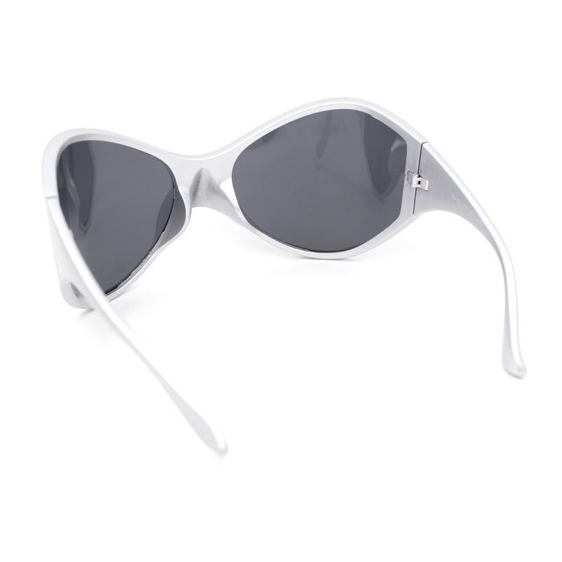 Polarized Exaggerated XXL Wrap Curved Mask Style Plastic Sunglasses