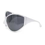 Polarized Exaggerated XXL Wrap Curved Mask Style Plastic Sunglasses