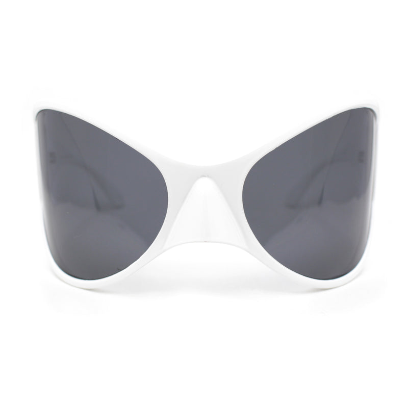 Polarized Exaggerated XXL Wrap Curved Mask Style Plastic Sunglasses