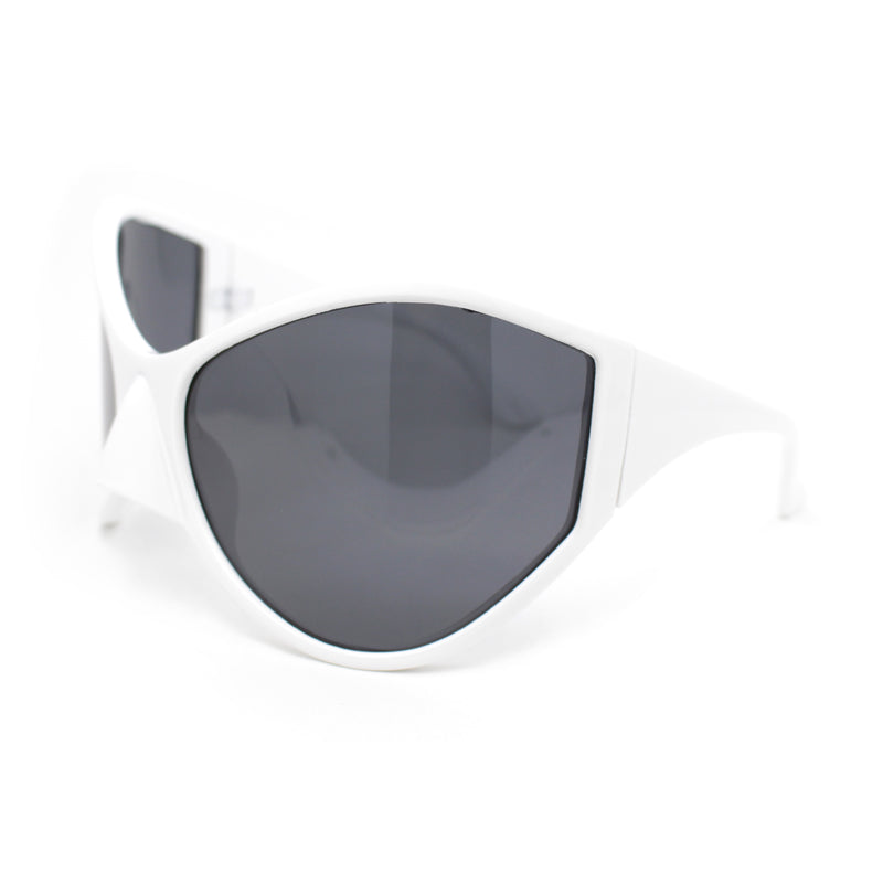 Polarized Exaggerated XXL Wrap Curved Mask Style Plastic Sunglasses