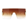 Womens Oversized Beveled Rimless Rectangle Mono Lens Sunglasses