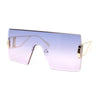 Womens Oversized Beveled Rimless Rectangle Mono Lens Sunglasses