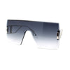 Womens Oversized Beveled Rimless Rectangle Mono Lens Sunglasses