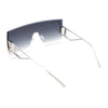 Womens Oversized Beveled Rimless Rectangle Mono Lens Sunglasses