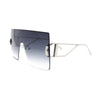 Womens Oversized Beveled Rimless Rectangle Mono Lens Sunglasses