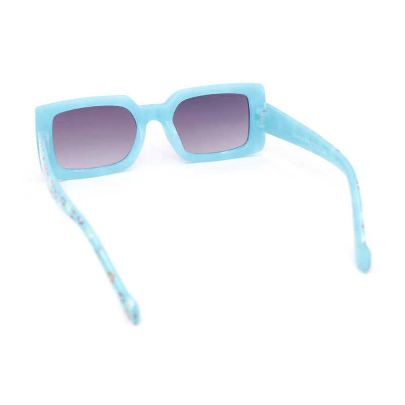 Child Size Cute Flower Print Girls Rectangle Mod Fashion Sunglasses