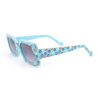 Child Size Cute Flower Print Girls Rectangle Mod Fashion Sunglasses