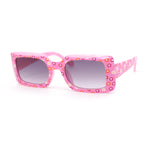 Child Size Cute Flower Print Girls Rectangle Mod Fashion Sunglasses