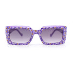 Child Size Cute Flower Print Girls Rectangle Mod Fashion Sunglasses