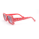 Child Size Cute Flower Print Girls Rectangle Mod Fashion Sunglasses