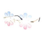 Hippie Tie Dye Daisy Rimless Round Groovy Sunglasses