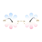 Hippie Tie Dye Daisy Rimless Round Groovy Sunglasses